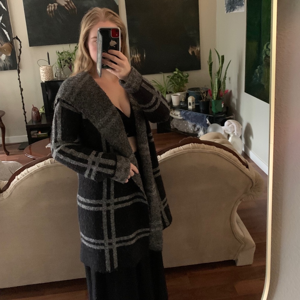 PLAID SWEATER COAT